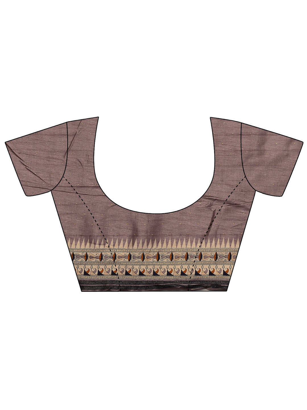  Mauve Printed Silk Blend Saree With Unstitched Blouse Piece 