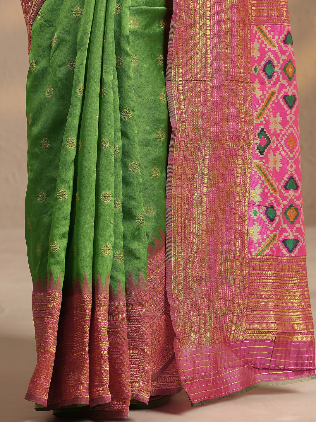  Green Woven Design Silk Blend Saree With Unstitched Blouse Piece 