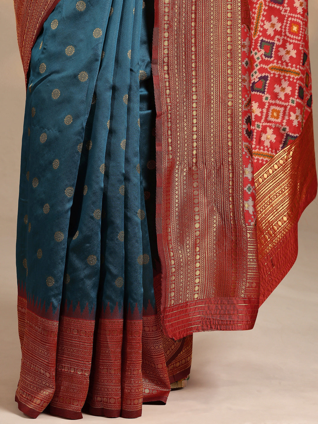  Blue Woven Design Silk Blend Saree With Unstitched Blouse Piece 