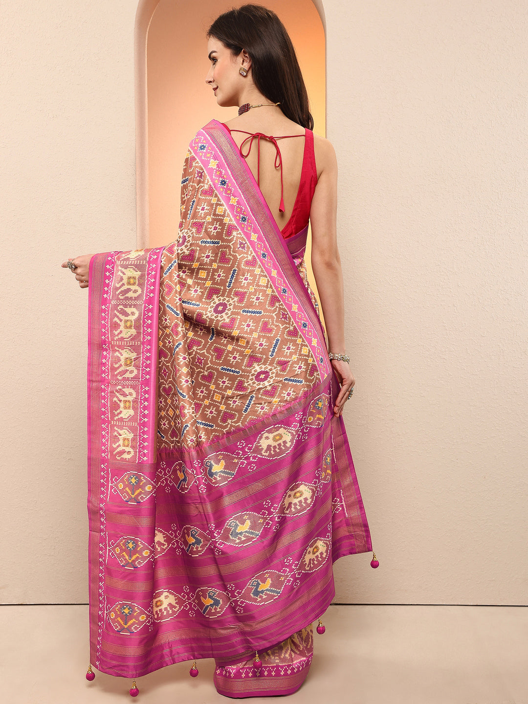  Mustard Printed Silk Blend Sarees With Unstitched Blouse Piece 