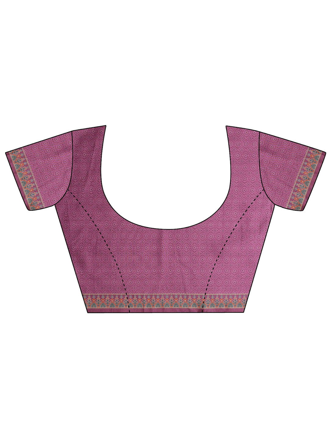  Mauve Printed Silk Blend Saree With Unstitched Blouse Piece 