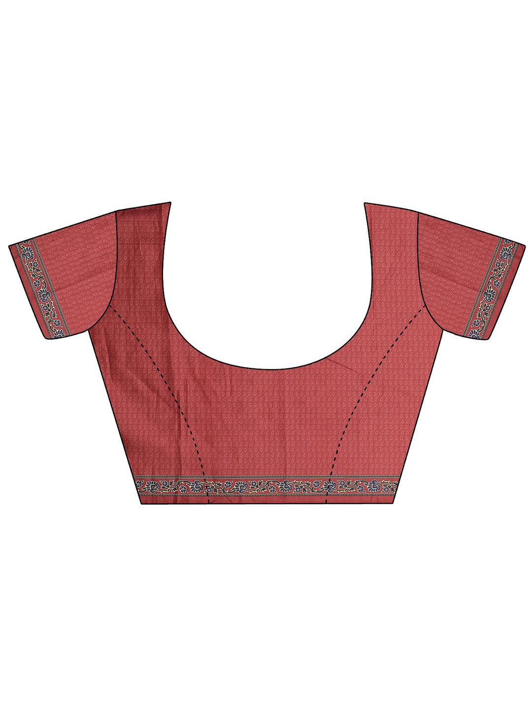  Red Printed Silk Blend Saree With Unstitched Blouse Piece 