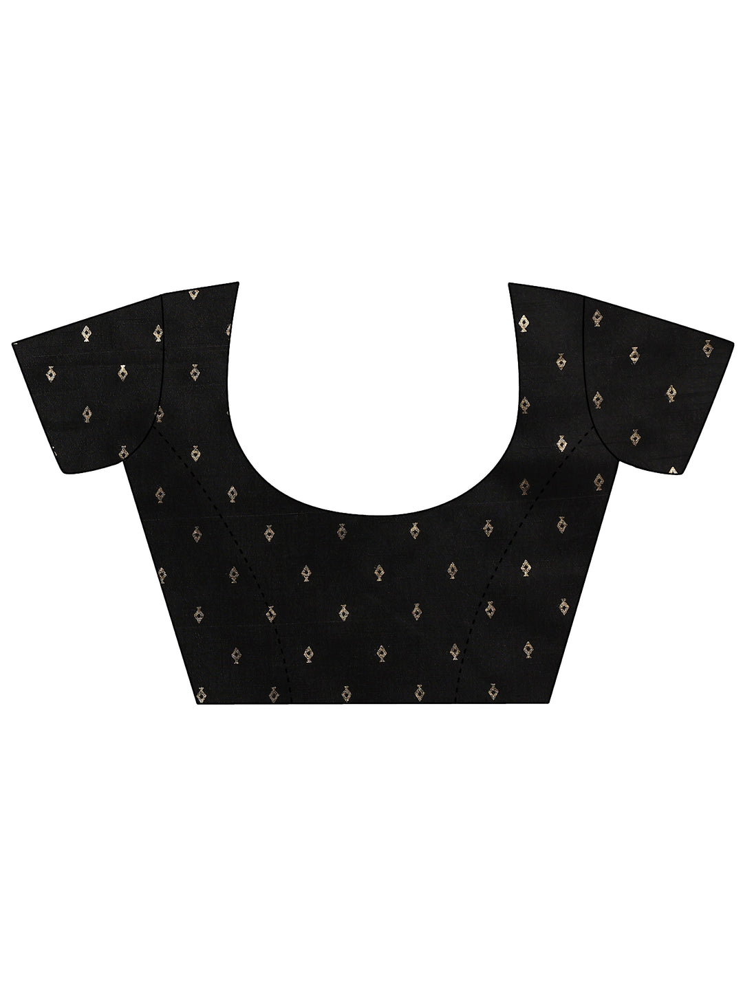  Black Chevron Printed Silk Blend Saree With Unstitched Blouse Piece 