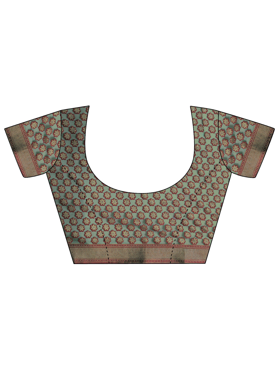  Green Printed Georgette Saree With Unstitched Blouse Piece 