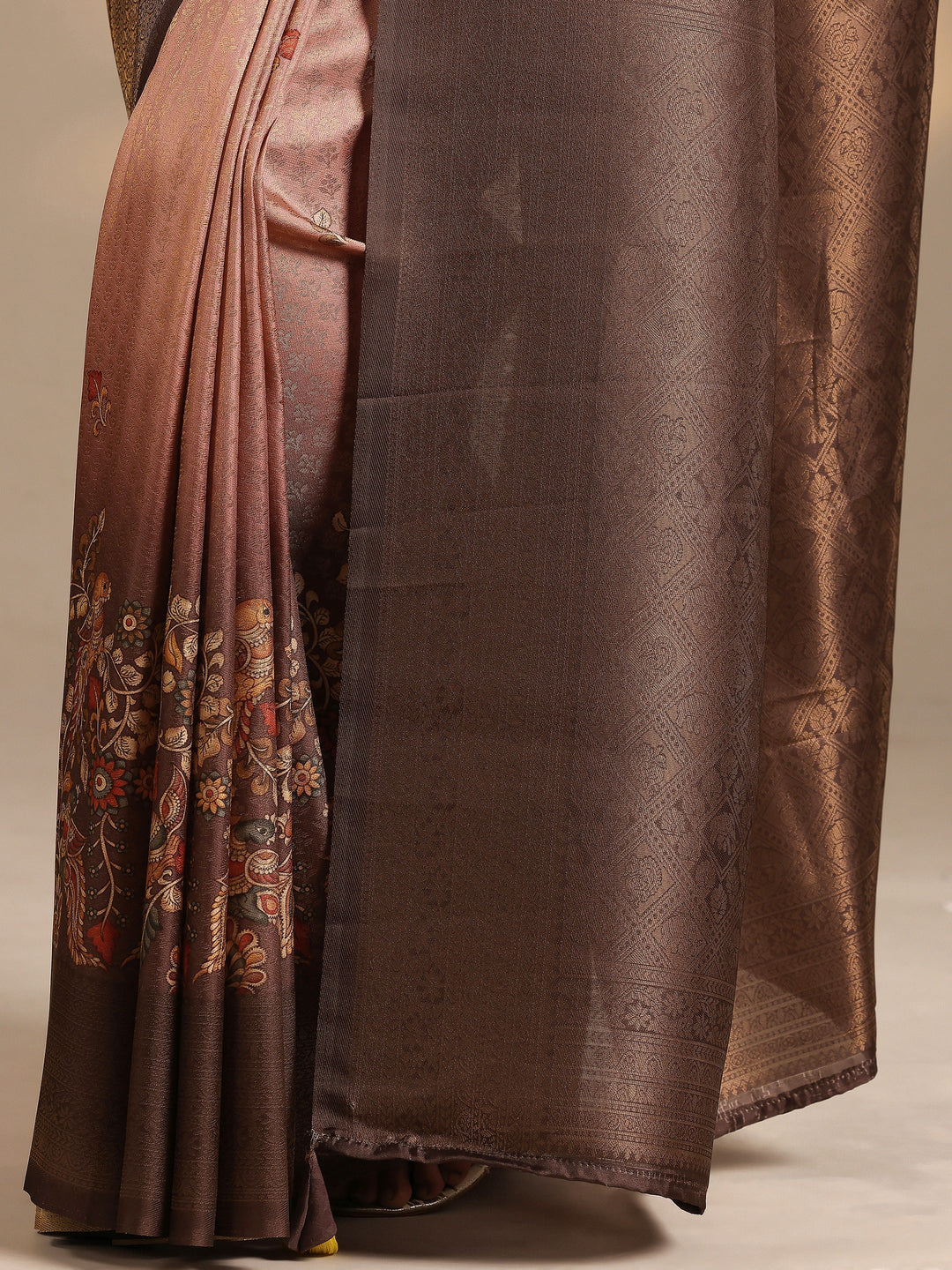  Mauve Woven Design Silk Blend Saree With Unstitched Blouse Piece 