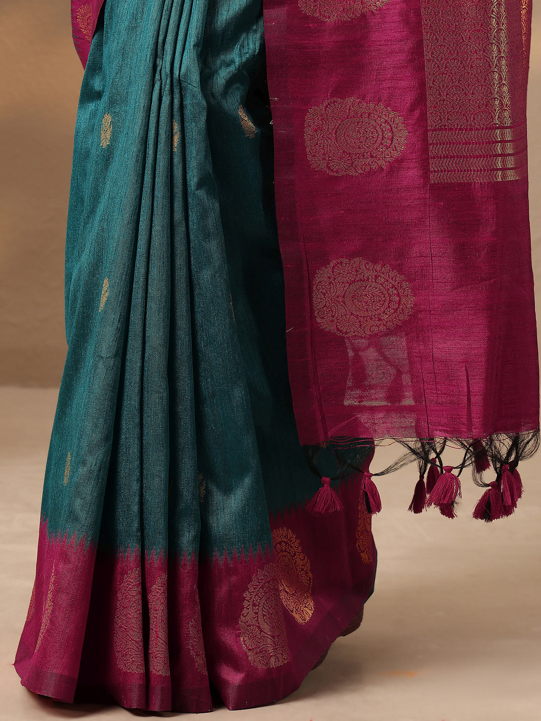  Green Woven Design Silk Blend Saree With Unstitched Blouse Piece 