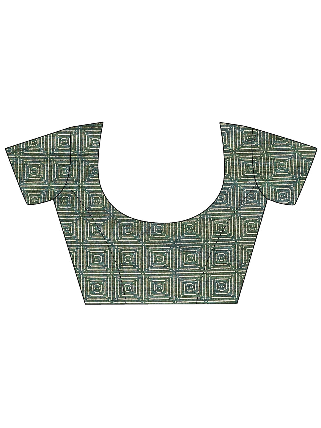  Green Chevron Printed Silk Blend Saree With Unstitched Blouse Piece 