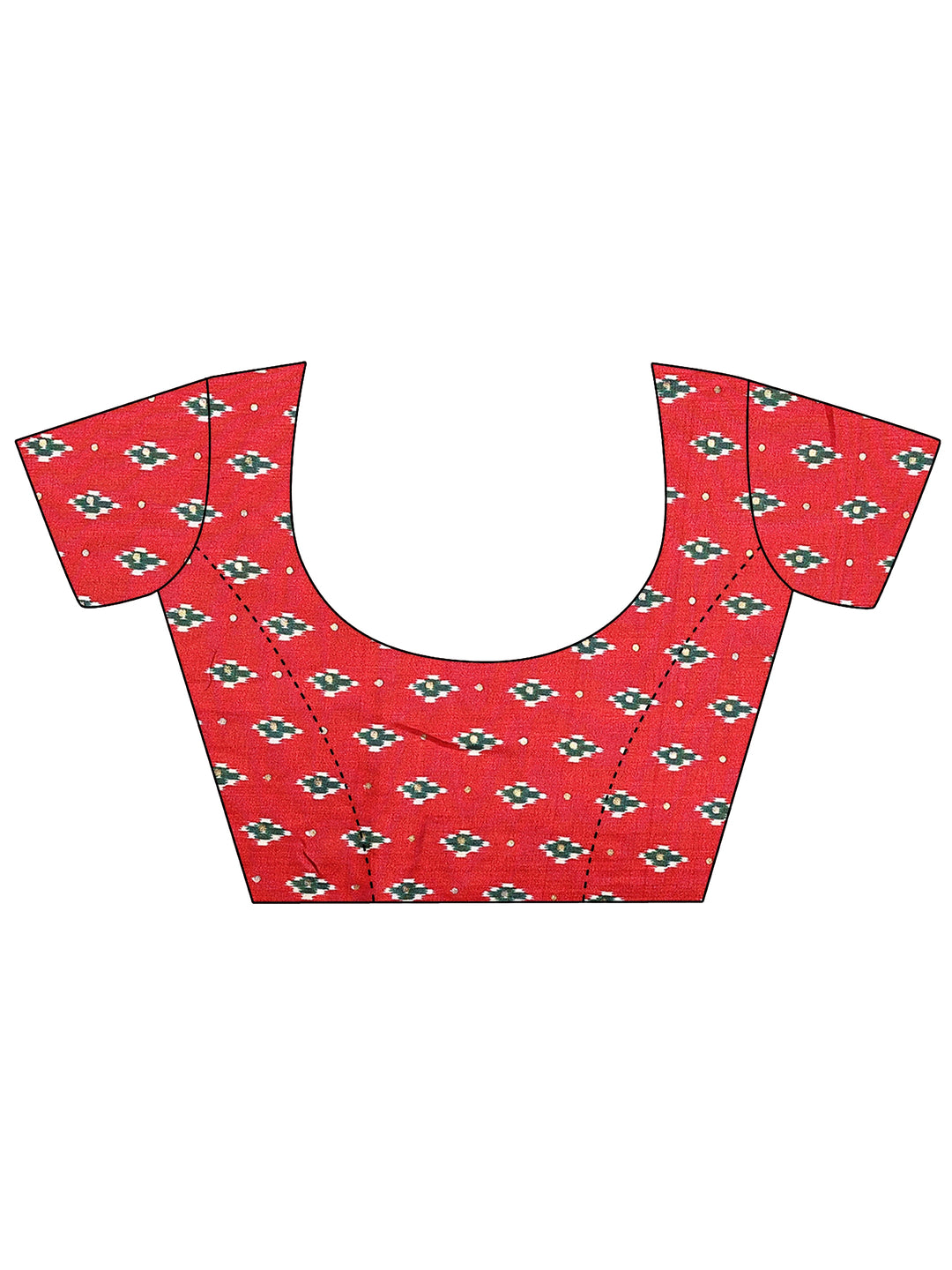  Off White Printed Silk Blend Saree With Unstitched Blouse Piece 