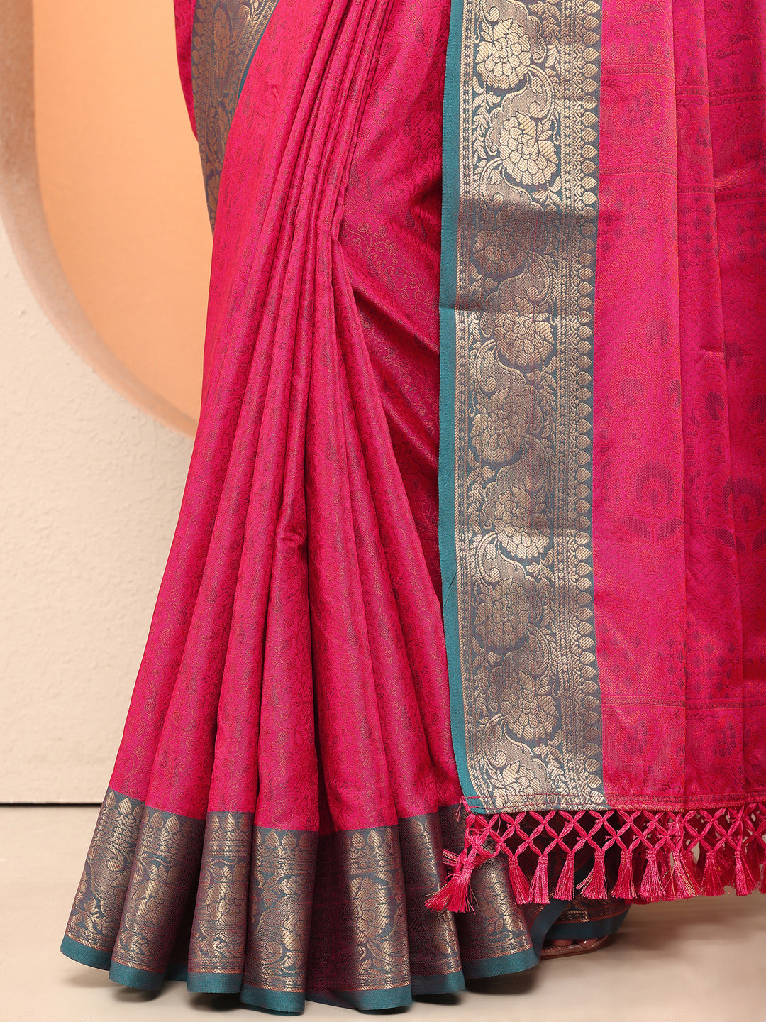  Pink Woven Design Silk Blend Saree With Unstitched Blouse Piece 