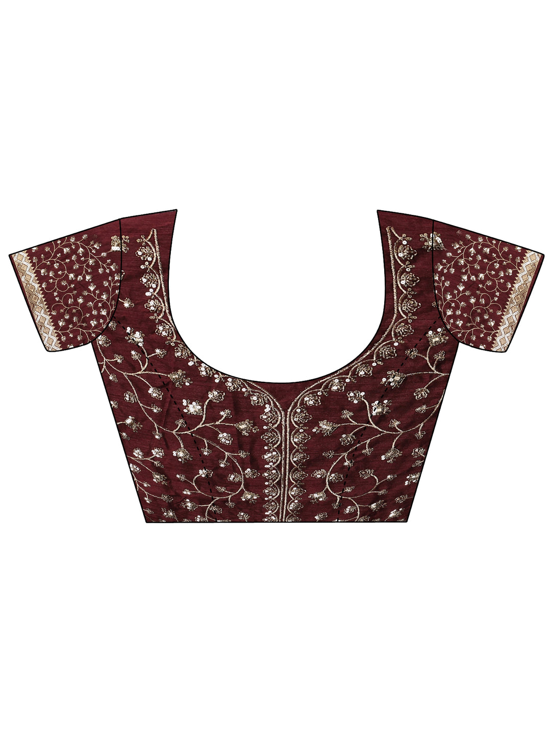  Burgundy Solid Silk Blend Saree With Unstitched Blouse Piece 