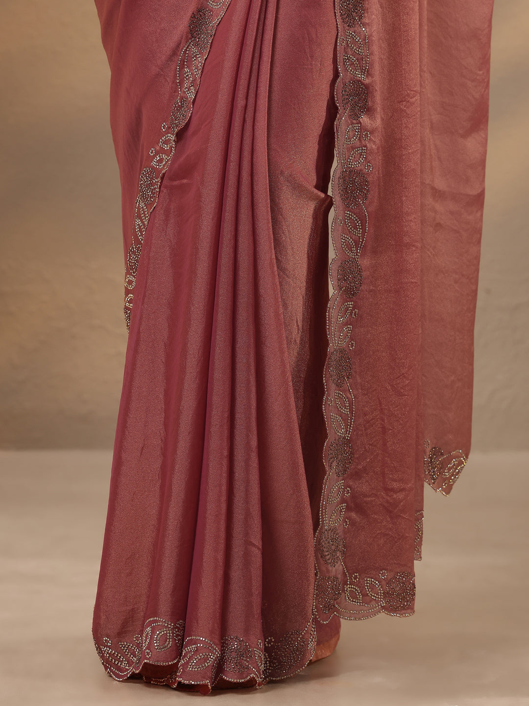  Pink Solid Silk Blend Saree With Unstitched Blouse Piece 