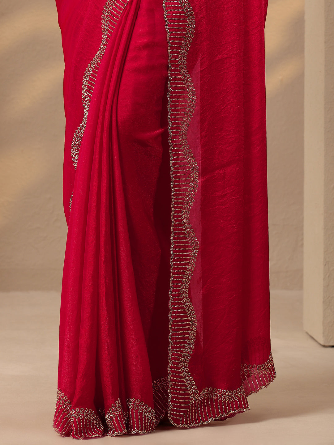  Pink Solid Silk Blend Saree With Unstitched Blouse Piece 