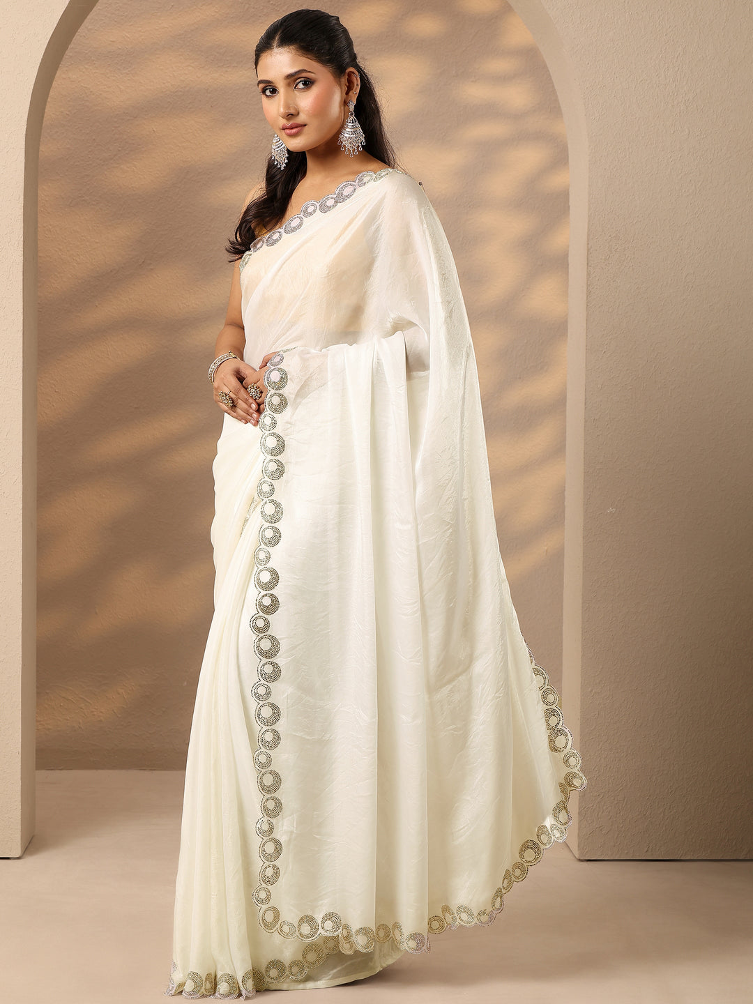 Yellow Solid Silk Blend Saree With Unstitched Blouse Piece