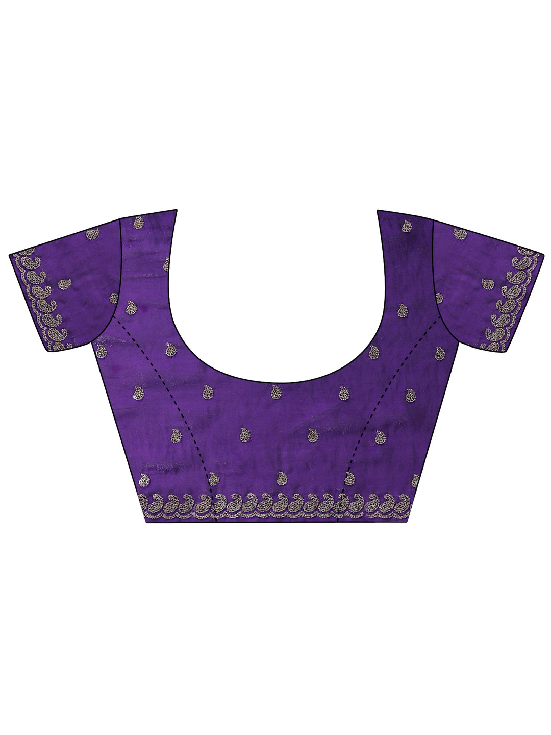  Purple Solid Silk Blend Saree With Unstitched Blouse Piece 