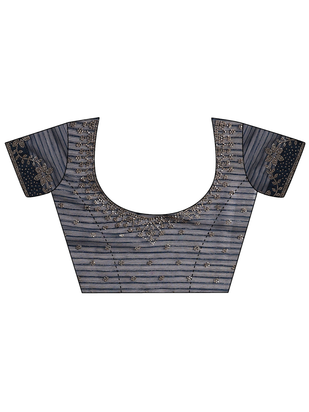  Navy Blue Embellished Georgette Saree With Unstitched Blouse Piece 