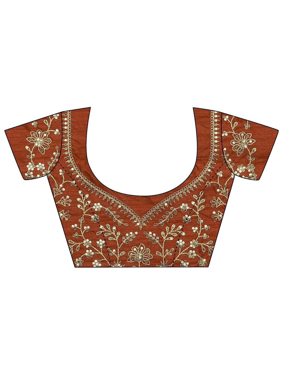 Rust Solid Silk Blend Saree With Unstitched Blouse Piece 