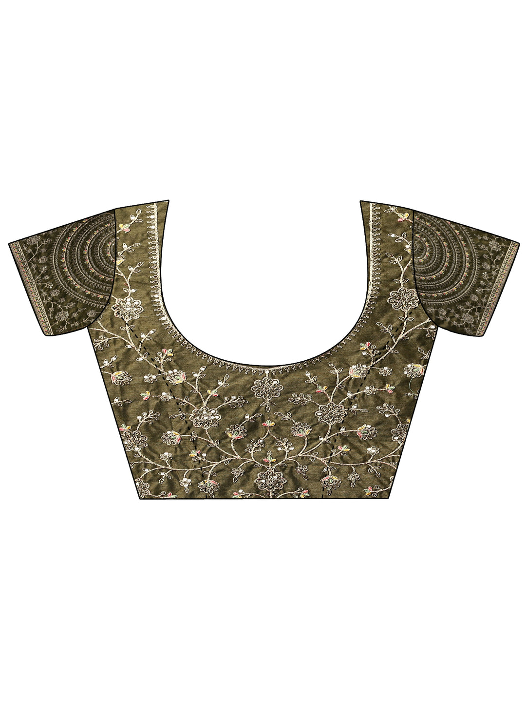  Green Solid Silk Blend Saree With Unstitched Blouse Piece 