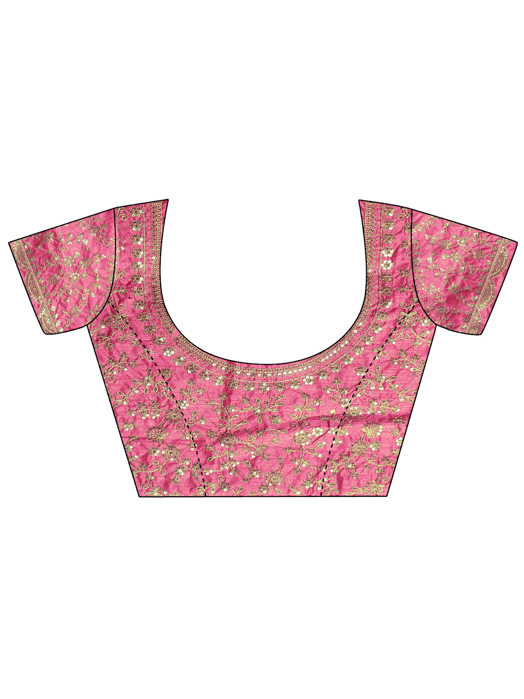  Pink Striped Embellished Silk Blend Saree With Unstitched Blouse Piece 