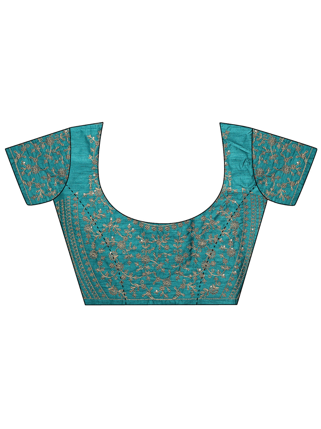  Blue Striped Embellished Silk Blend Saree With Unstitched Blouse Piece 