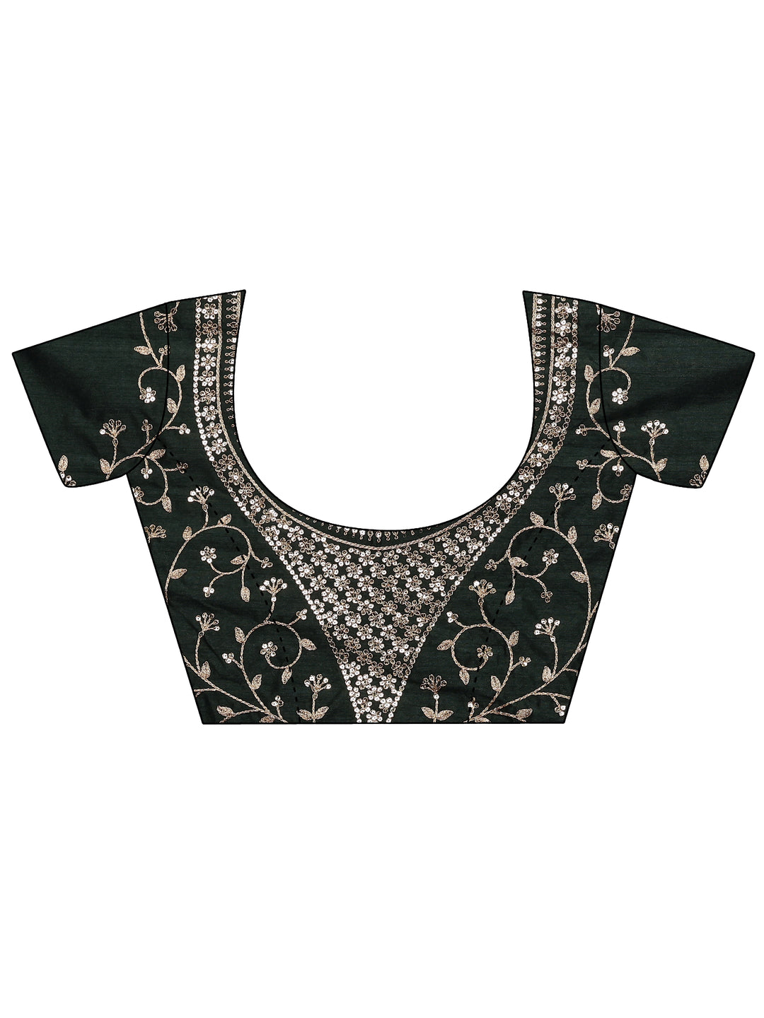  Green Solid Silk Blend Saree With Unstitched Blouse Piece 