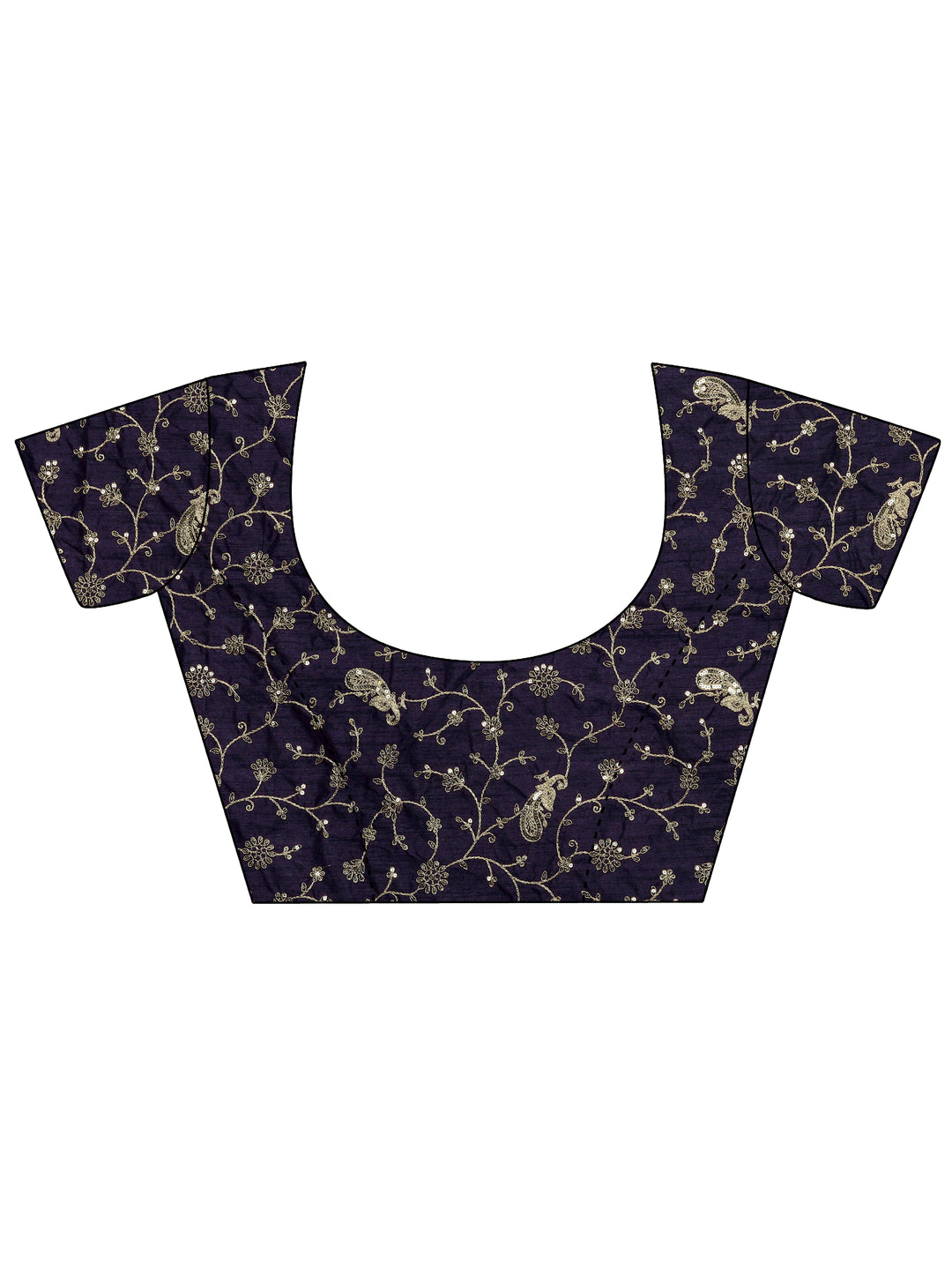  Purple Striped Embellished Silk Blend Saree With Unstitched Blouse Piece 