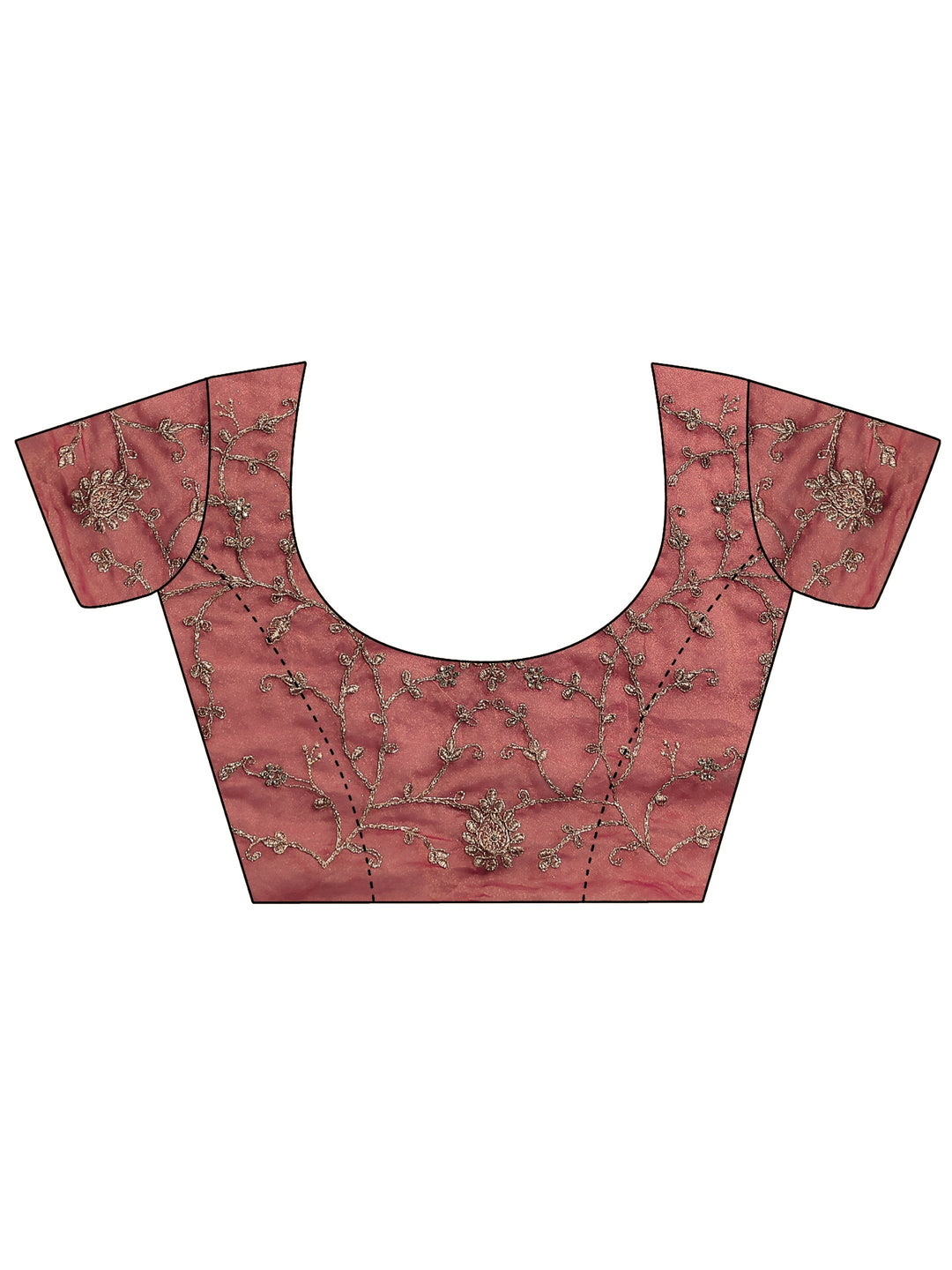  Peach Embroidered Silk Blend Saree With Unstitched Blouse Piece 