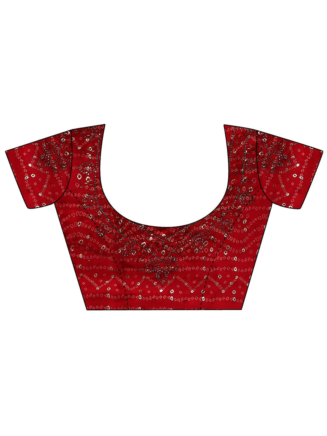  Cream Bandhani Printed Silk Blend Saree With Unstitched Blouse Piece 