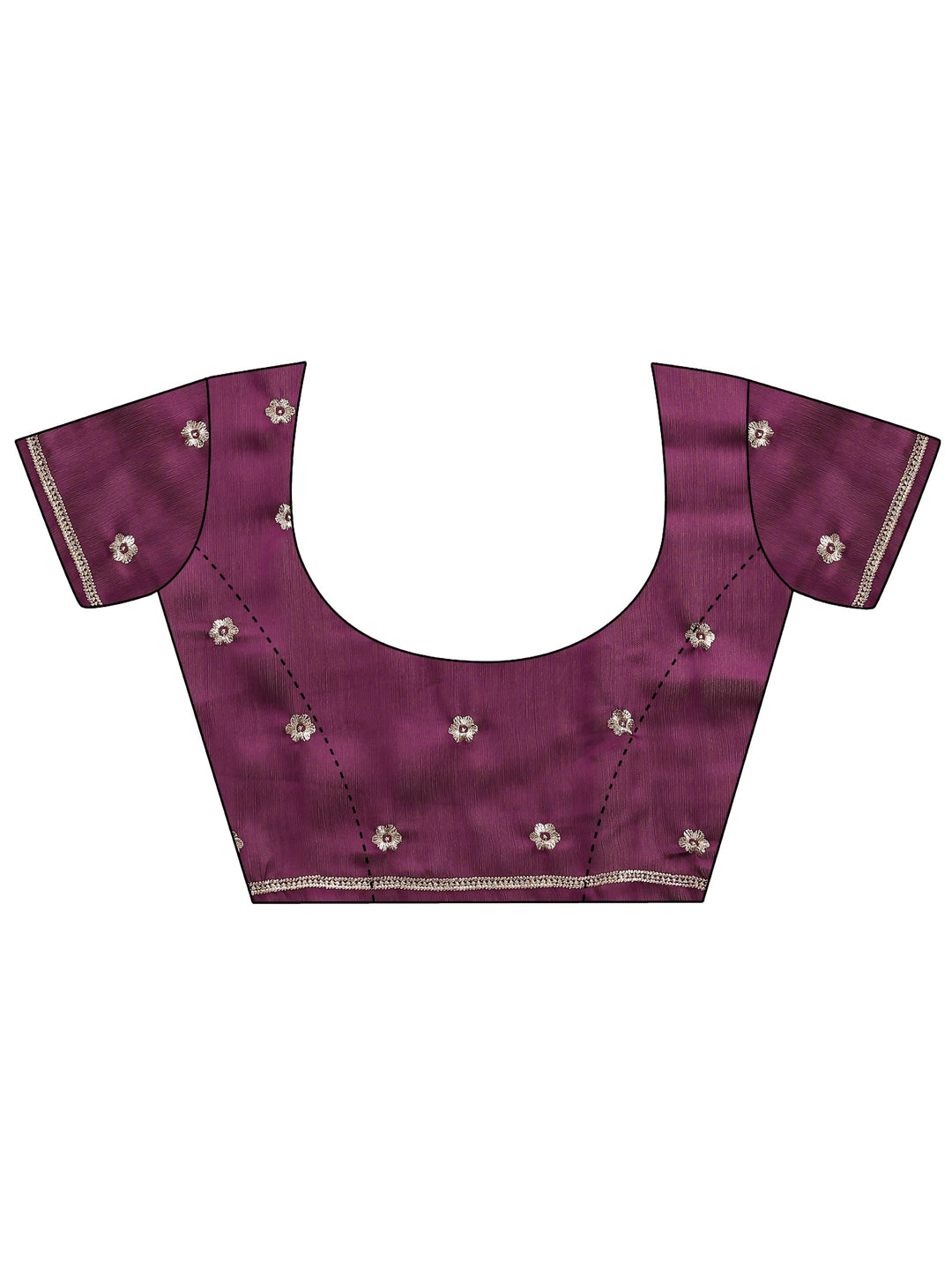  Burgundy Embellished Silk Blend Saree With Unstitched Blouse Piece 
