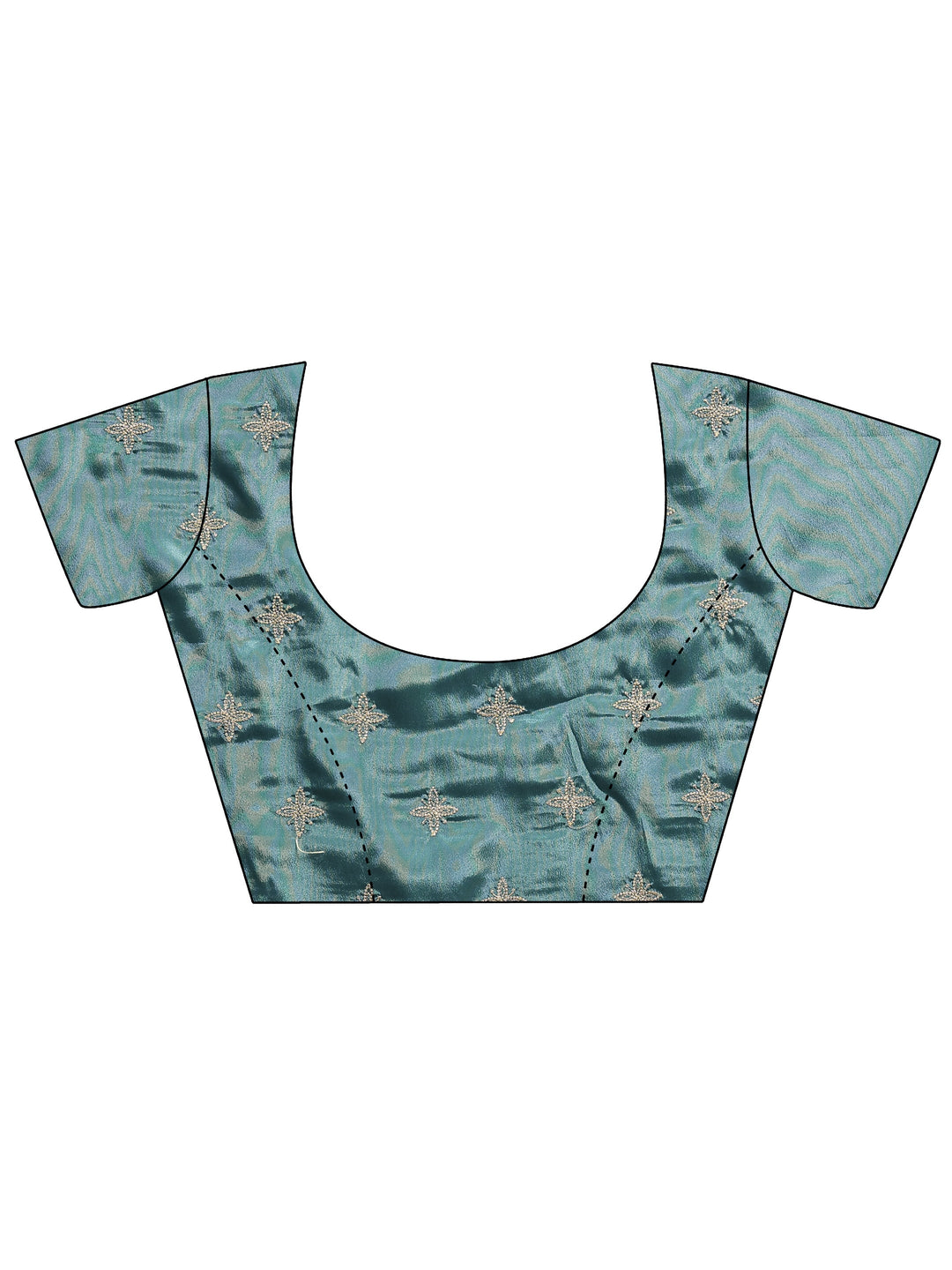  Blue Solid Silk Blend Saree With Unstitched Blouse Piece 