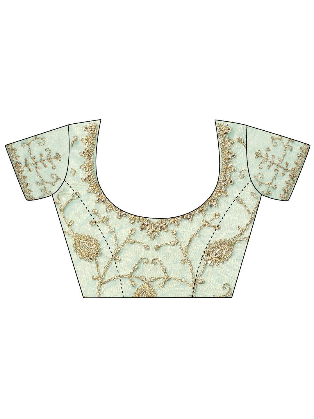  Green Embroidered Nylon Saree With Unstitched Blouse Piece 