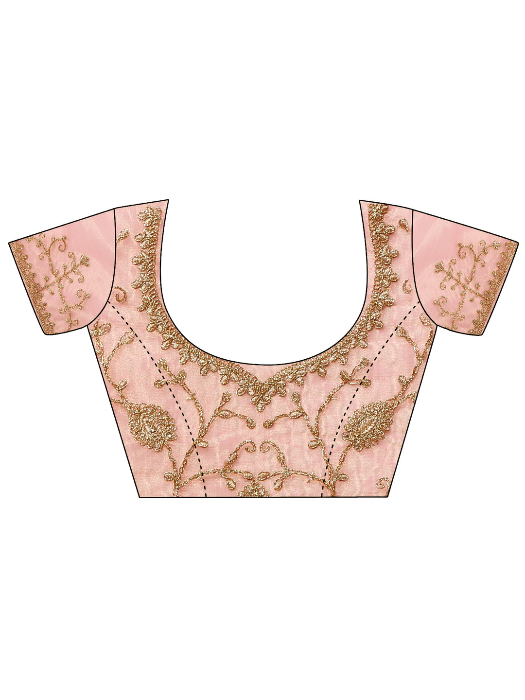  Coral Embroidered Nylon Saree With Unstitched Blouse Piece 