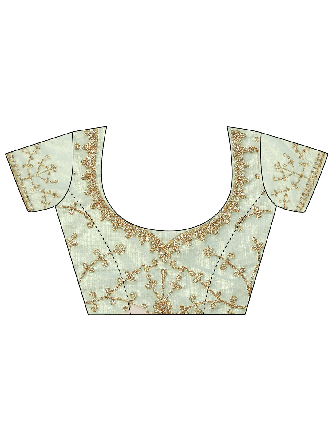  Green Embroidered Nylon Saree With Unstitched Blouse Piece 