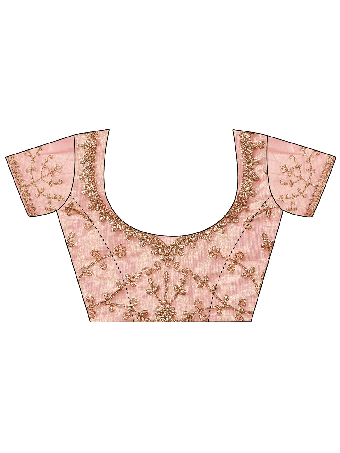  Coral Embroidered Nylon Saree With Unstitched Blouse Piece 