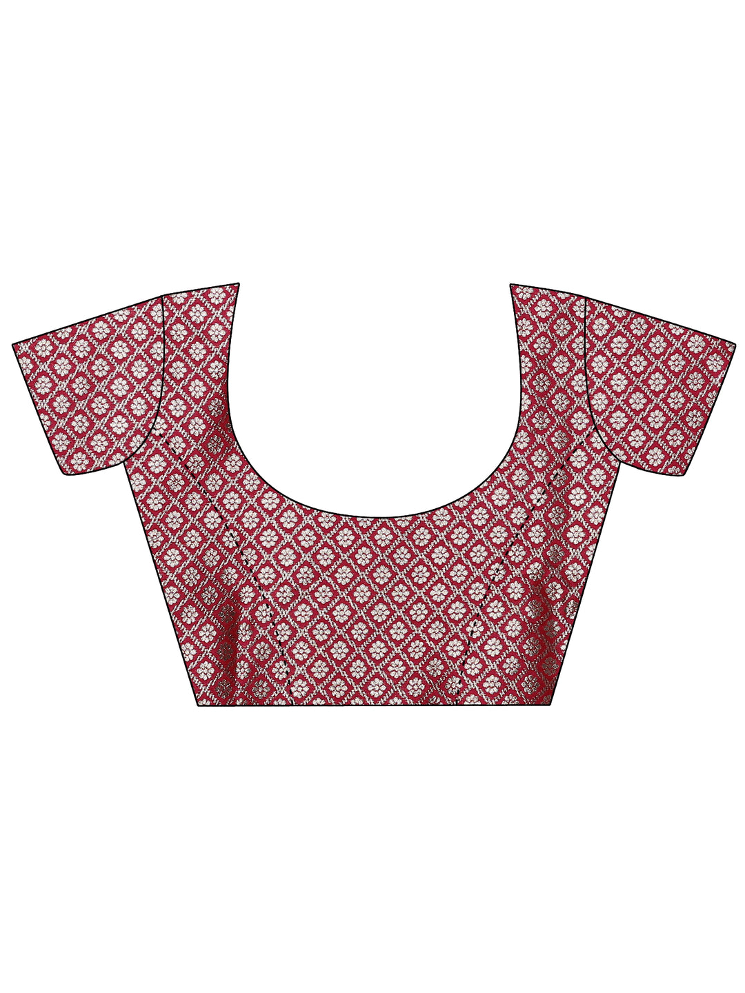  Burgundy Geometric Woven Design Silk Blend Saree With Unstitched Blouse Piece 