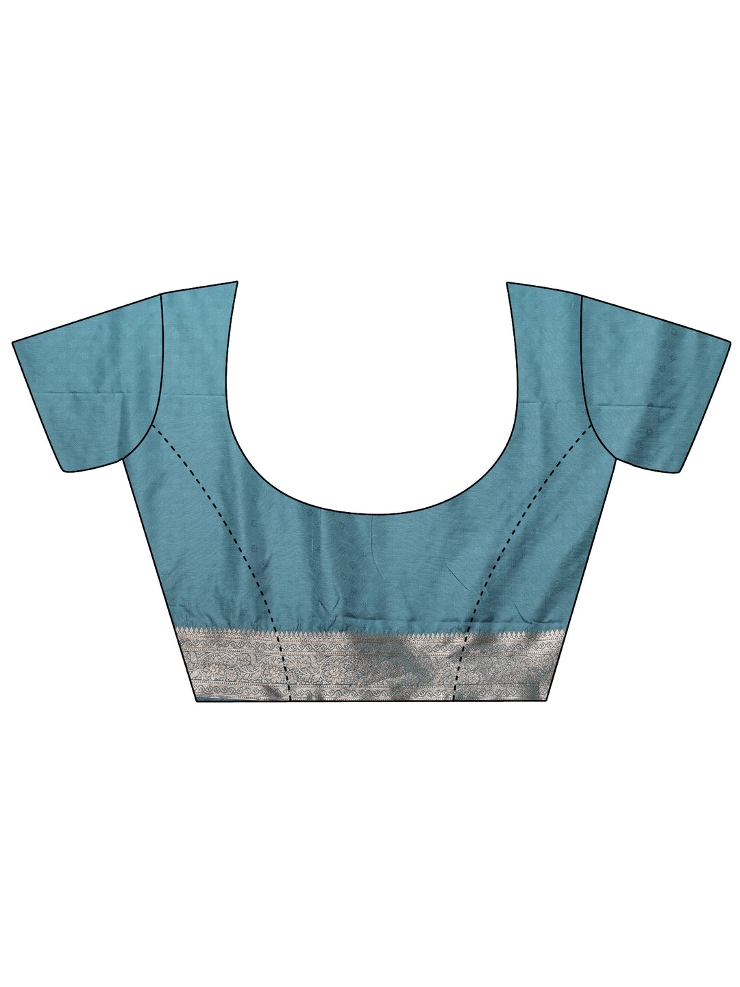  Blue Solid Silk Blend Saree With Unstitched Blouse Piece 