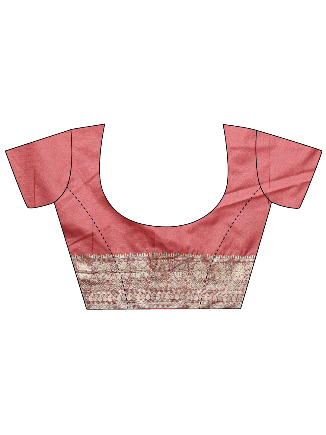  Peach Woven Design Silk Blend Saree With Unstitched Blouse Piece 