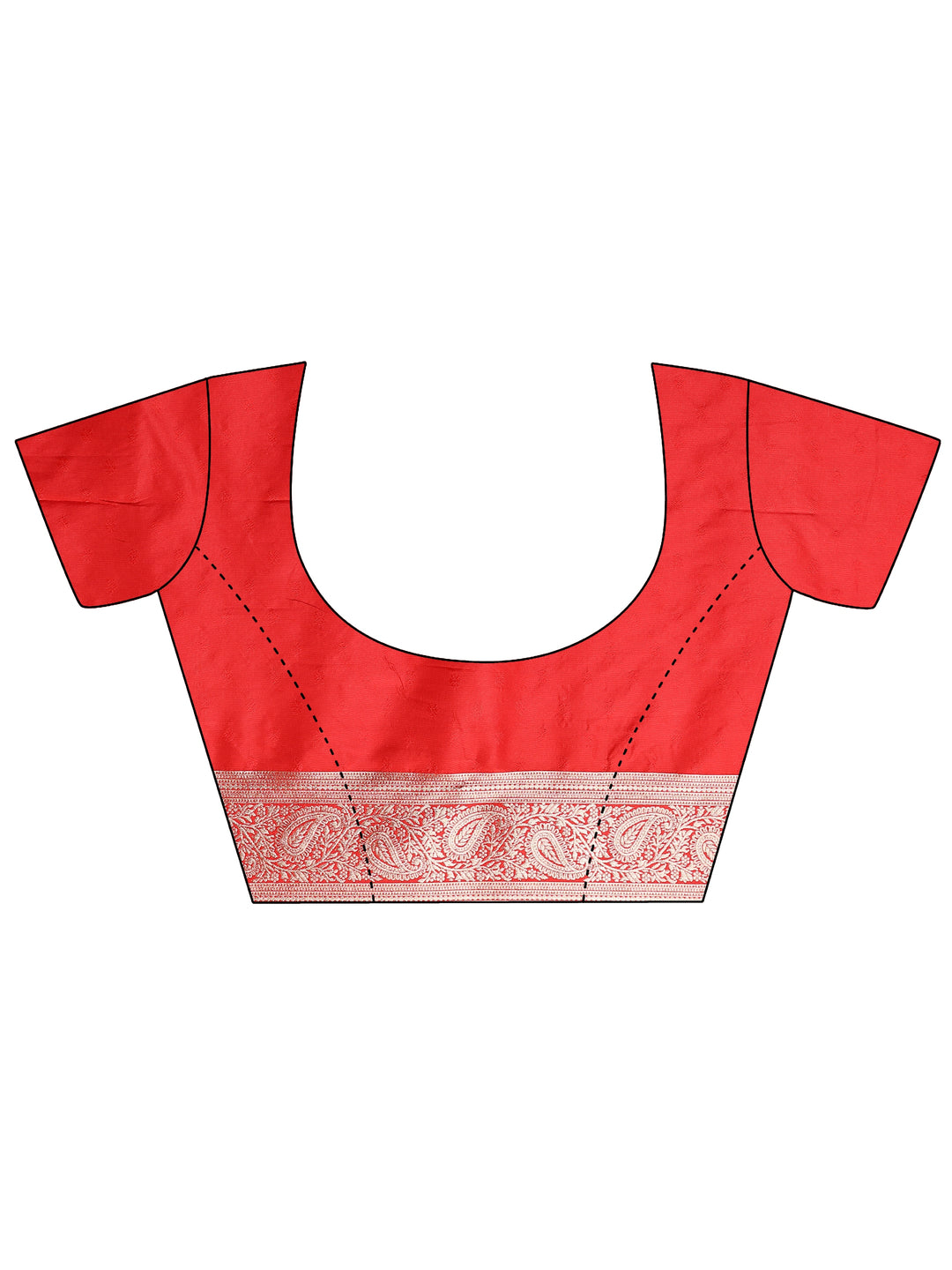  Red Chevron Woven Design Silk Blend Saree With Unstitched Blouse Piece 