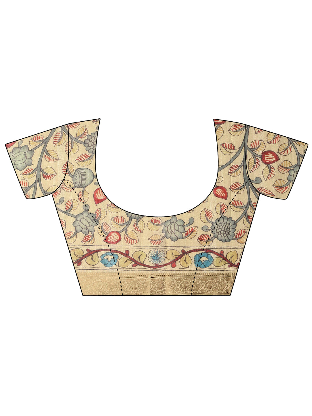  Green Printed Silk Blend Saree With Unstitched Blouse Piece 