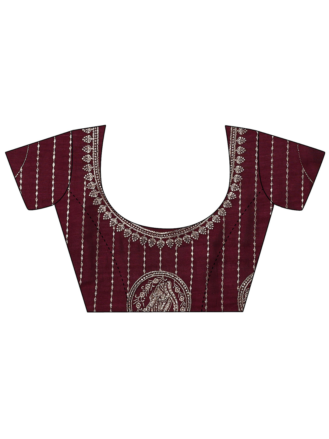  Burgundy Embroidered Georgette Saree With Unstitched Blouse Piece 