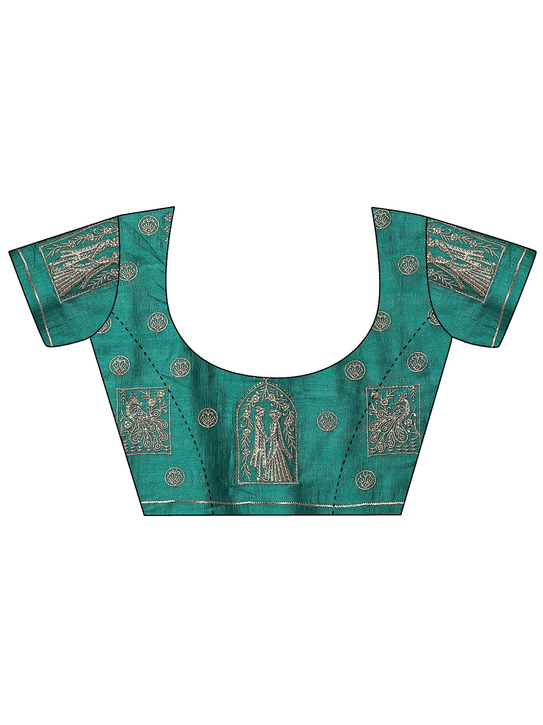  Green Embroidered Georgette Saree With Unstitched Blouse Piece 