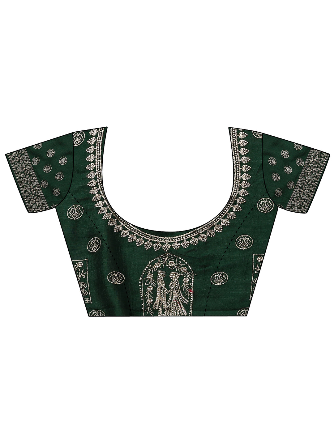  Green Embroidered Georgette Saree With Unstitched Blouse Piece 