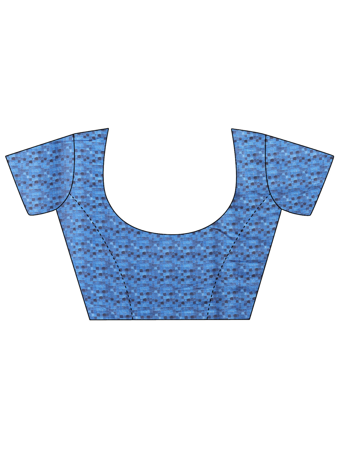  Blue Printed Cotton Blend Saree With Unstitched Blouse Piece 