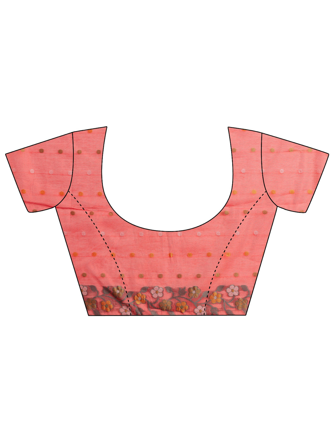  Coral Woven Design Cotton Blend Saree With Unstitched Blouse Piece 