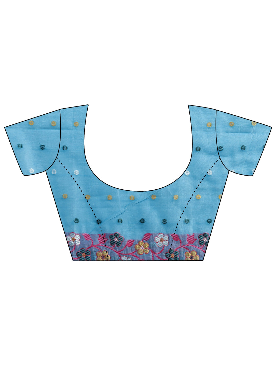  Blue Woven Design Cotton Blend Saree With Unstitched Blouse Piece 