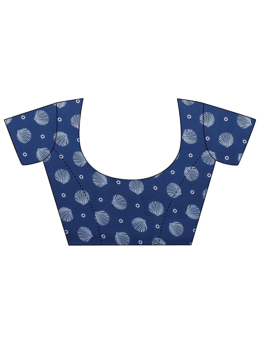  Blue Abstract Printed Satin Saree With Unstitched Blouse Piece 