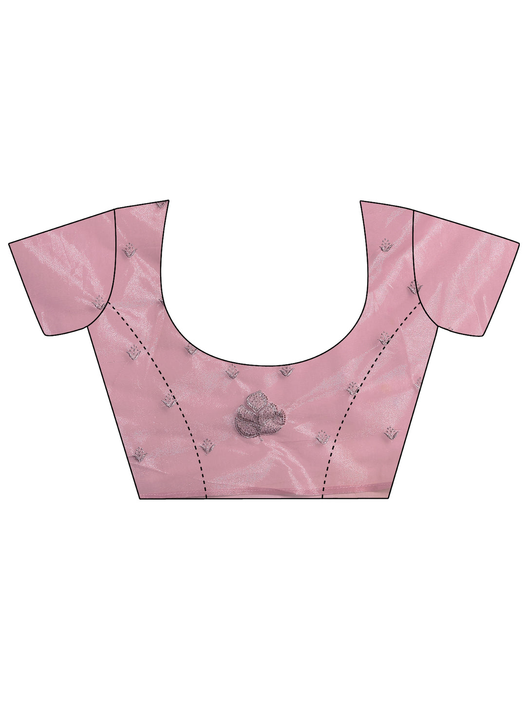  Pink Embroidered Nylon Saree With Unstitched Blouse Piece 