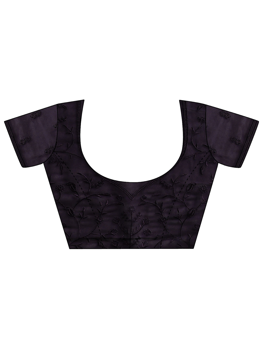  Purple Embroidered Silk Blend Saree With Unstitched Blouse Piece 