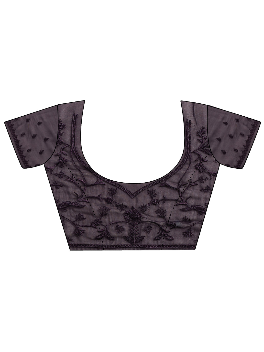  Purple Embroidered Georgette Saree With Unstitched Blouse Piece 