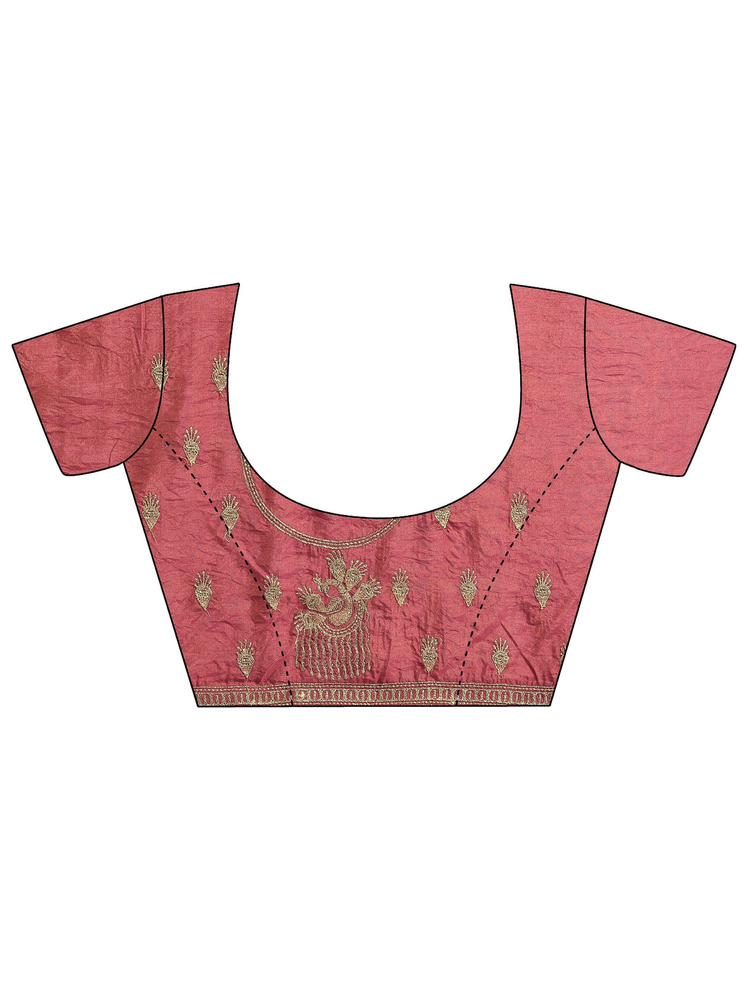  Pink Embroidered Organza Saree With Unstitched Blouse Piece 