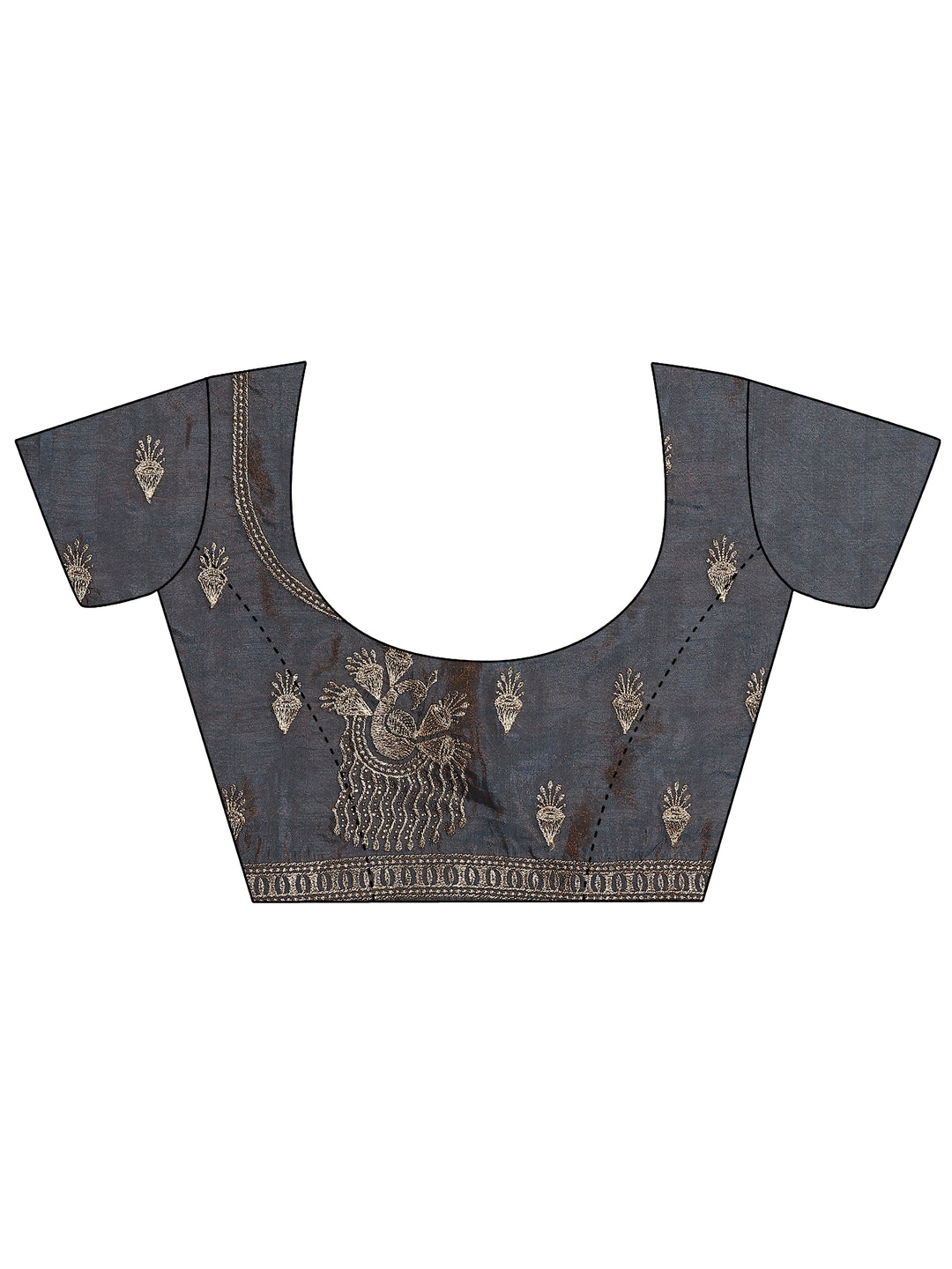  Blue Embroidered Organza Saree With Unstitched Blouse Piece 